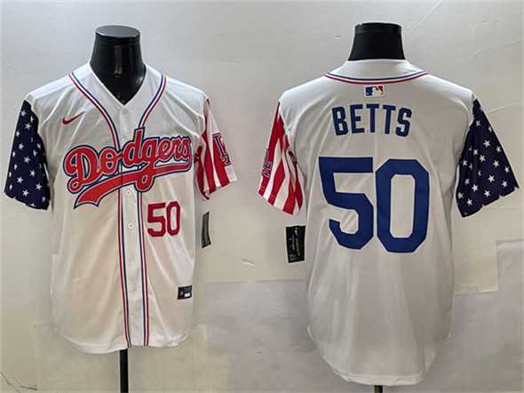 Men%27s Los Angeles Dodgers #50 Mookie Betts White Limited Stitched Jersey->los angeles dodgers->MLB Jersey